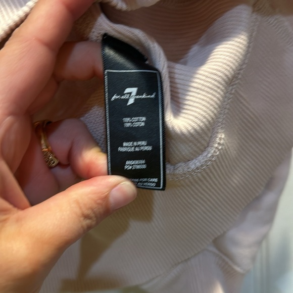 7 For All Mankind Light Pink Off Shoulder Oversized Seamed Sweatshirt S - Picture 8 of 9